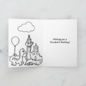 Personalisierter Geburtstag des Dinosauriers Girl Karte (Innenseite)