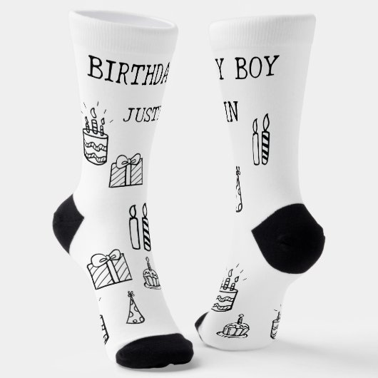 Personalisierter Geburtstag Doodle Art Custom Socken (Gewinkelt)