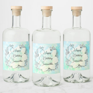Personalisierter Geburtstag Dreamy Pastels Lotus B Alkoholflaschenetikett