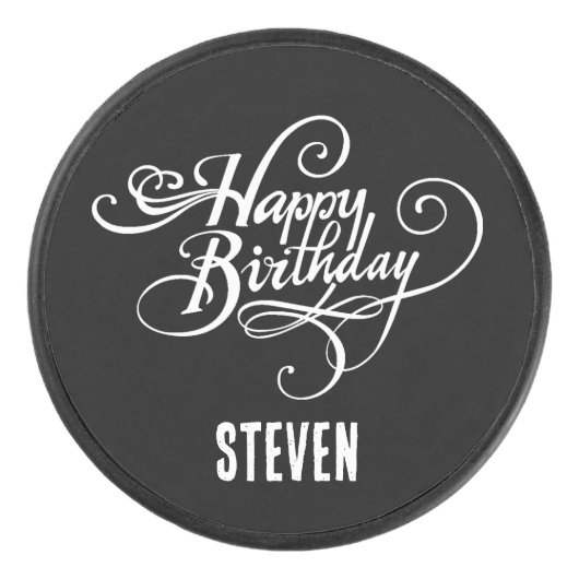 Personalisierter Geburtstag Eishockey Puck (Vorderseite)