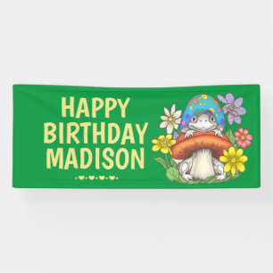 Personalisierter Geburtstag für Mädchen mit Frosch Banner