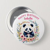 Personalisierter Geburtstag für Mädchen mit Panda Button (Vorne & Hinten)