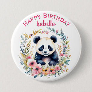 Personalisierter Geburtstag für Mädchen mit Panda  Button