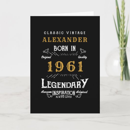 Personalisierter Geburtstag Geboren 1961 Vintag Karte (Vorderseite)