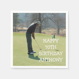 Personalisierter Geburtstag Golfer 70. Foto Vater  Serviette