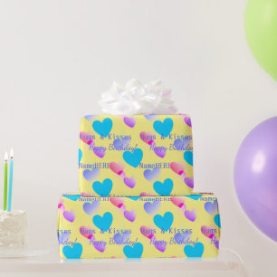 Personalisierter Geburtstag Herzens Hugs & Kisses  Geschenkpapier