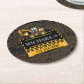 Personalisierter Geburtstag im Bau Runder Pappuntersetzer (Angewinkelt)