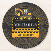 Personalisierter Geburtstag im Bau Runder Pappuntersetzer (Vorderseite)