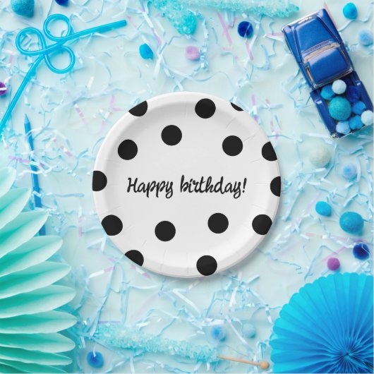 Personalisierter Geburtstag in Schwarzweiß Pappteller (Party)