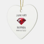 Personalisierter Geburtstag Januar Granat Keramik Ornament (Links)