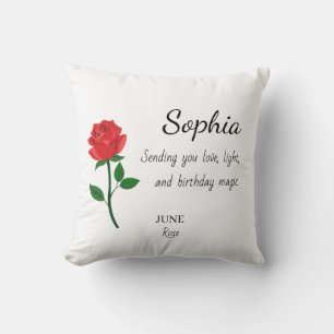 Personalisierter Geburtstag June Rose Kissen