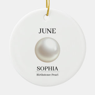 Personalisierter Geburtstag Juni Perle Keramik Ornament