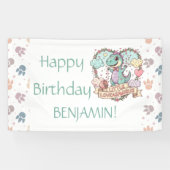 Personalisierter Geburtstag Little Dino Banner (Horizontal)