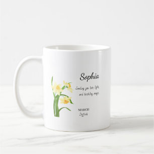 Personalisierter Geburtstag März Osterglocke Kaffeetasse