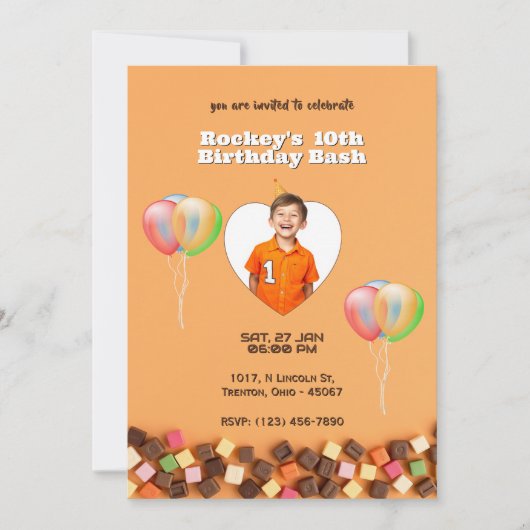 Personalisierter Geburtstag mit Candy-Themed Einladung (Vorderseite)