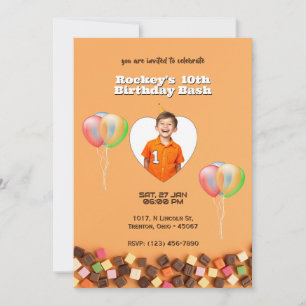 Personalisierter Geburtstag mit Candy-Themed Einladung