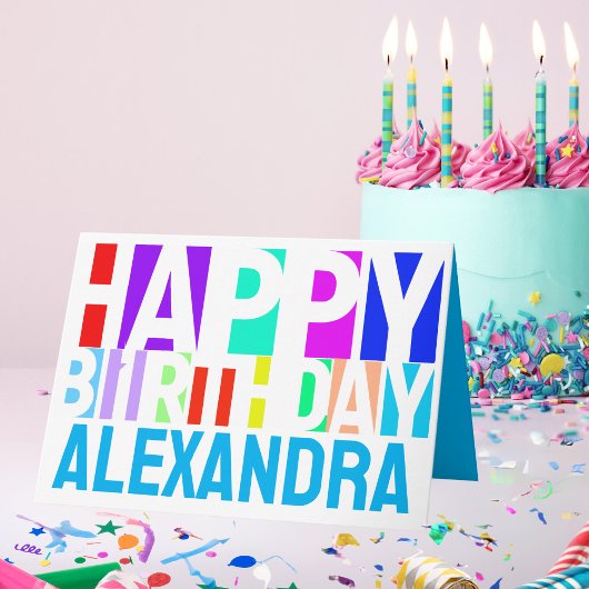Personalisierter Geburtstag mit farbenfroher Geome Karte