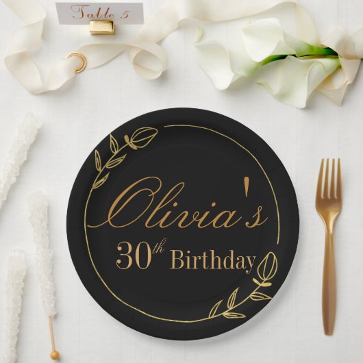 Personalisierter Geburtstag mit goldenem Rahmen Pappteller (Hochzeit)