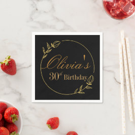 Personalisierter Geburtstag mit goldenem Rahmen Serviette