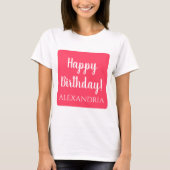 Personalisierter Geburtstag Modern Pink Happy Birt T-Shirt (Vorderseite)