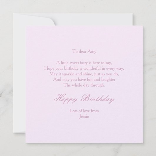 Personalisierter Geburtstag Moderne Girly Pink Fai (Rückseite)