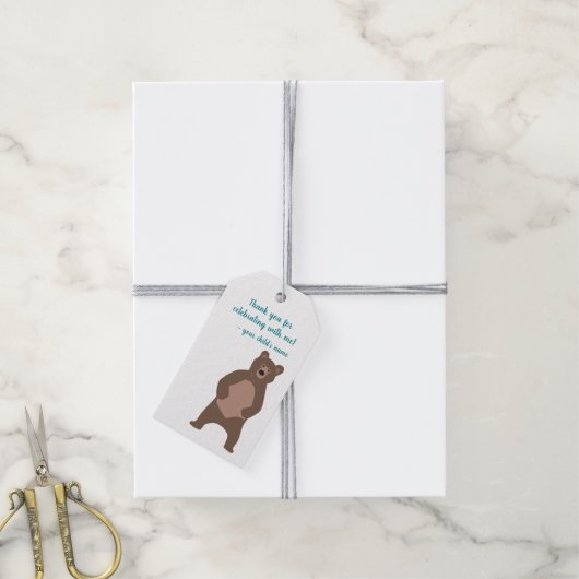 Personalisierter Geburtstag Moderner Braunbär Gefä Geschenkanhänger (Mit Garn)