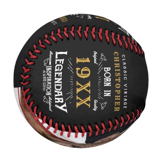 Personalisierter Geburtstag Monogram Legendary Vat Baseball (Vorderseite Links)