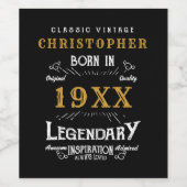 Personalisierter Geburtstag Monogram Legendary Vat Weinetikett (Einzelnes Label)