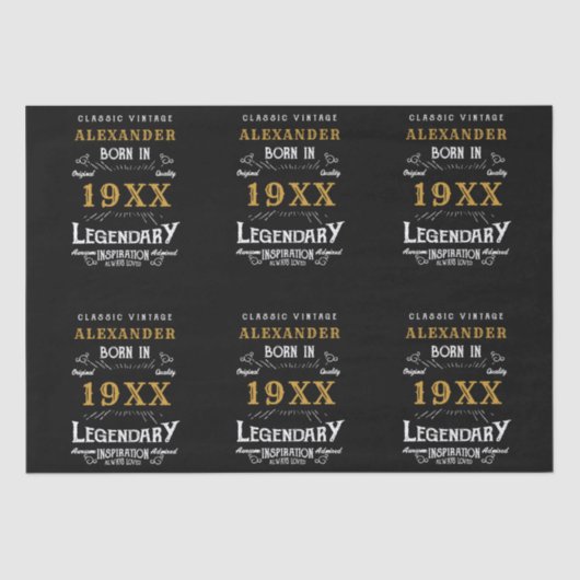 Personalisierter Geburtstag Name Legendärer Vater Seidenpapier (Vorderseite)