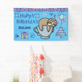 PERSONALISIERTER GEBURTSTAG NAME Niedliche SLOTH Banner (Insitu)