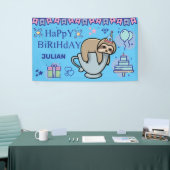 PERSONALISIERTER GEBURTSTAG NAME Niedliche SLOTH Banner (Messeveranstaltung)