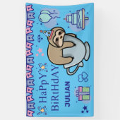 PERSONALISIERTER GEBURTSTAG NAME Niedliche SLOTH Banner (Vertikal)
