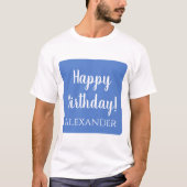 Personalisierter Geburtstag Pastel Blue Happy Gebu T-Shirt (Vorderseite)