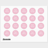 Personalisierter Geburtstag Pastel Pink Happy Gebu Runder Aufkleber (Blatt)