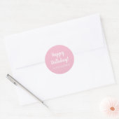 Personalisierter Geburtstag Pastel Pink Happy Gebu Runder Aufkleber (Umschlag)