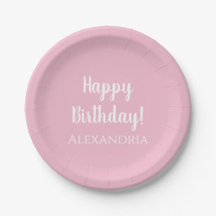 Personalisierter Geburtstag Pastell Pink Party Pappteller