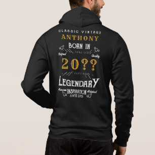 Personalisierter Geburtstag Retro Vintag Monogramm Hoodie