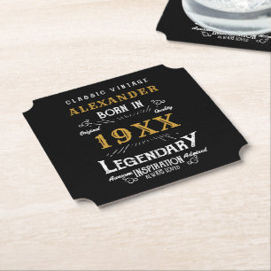 Personalisierter Geburtstag Retro Vintage Monogram Untersetzer