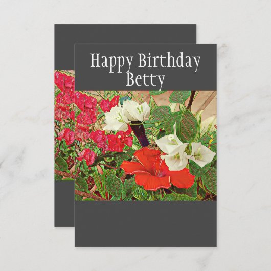 Personalisierter Geburtstag Roter Hibiskus Wasserf Karte (Vorne/Hinten)