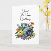 Personalisierter Geburtstag | Vintage Kamera Karte (Gelbe Blume)