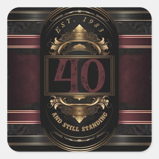 Personalisierter Geburtstag Vintager Black Gold Bu Quadratischer Aufkleber (Vorderseite)