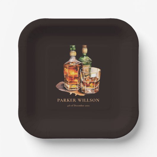 Personalisierter Geburtstag von Whisky Men Pappteller (Vorderseite)