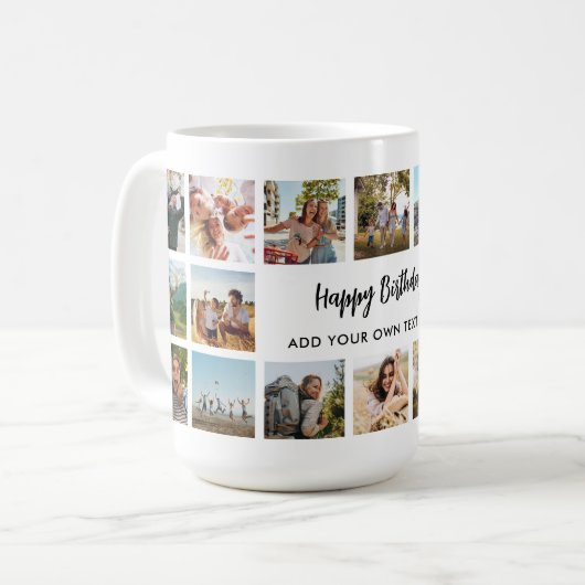 Personalisierter Geburtstags-Fotocollage-Becher Kaffeetasse (Vorderseite Links)