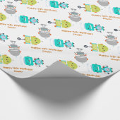 Personalisierter Geburtstags-Roboter Geschenkpapier (Ecke)