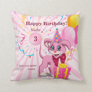Personalisierter Geburtstags-Welpen-Cartoon Kissen