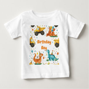 Personalisierter Geburtstagsjunge Baudinosaurier Baby T-shirt