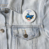 Personalisierter Geburtstagsjunge Pop-Art-Wal Button (Beispiel)