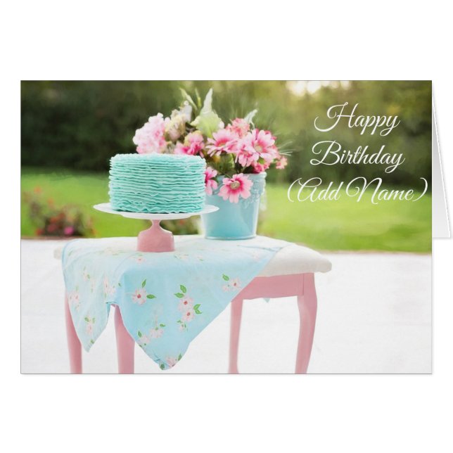 Personalisierter Geburtstagskarte Blumenchic (Vorderseite (Horizontal))