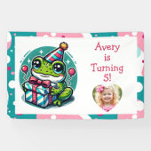 Personalisierter Geburtstagsparty Frosch Willkomme Banner (Horizontal)