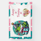 Personalisierter Geburtstagsparty Frosch Willkomme Banner (Vertikal)